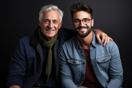 A father and son celebrating recovery from substance use